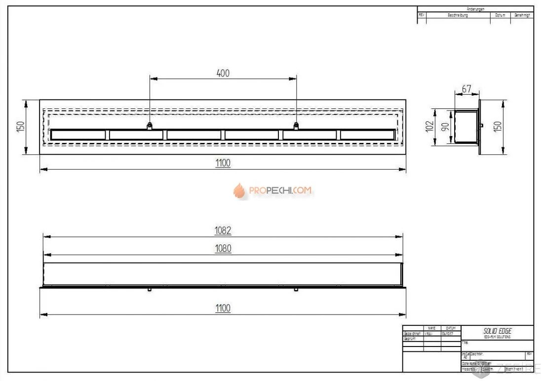 Прямоугольный контейнер Zefire 1100 с крышкой внутри