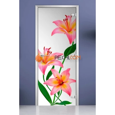 Стеклянная межкомнатная дверь DoorWood с фотопечатью Flowers-03, 2000х700 мм