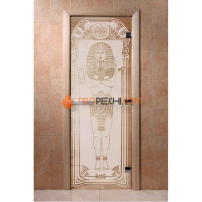 Дверь для бани DoorWood с рисунком Египет Сатин, 1800x800 мм
