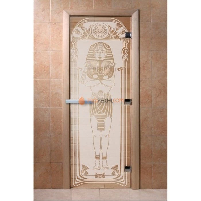 Дверь для бани DoorWood с рисунком Египет Сатин, 2000x600 мм
