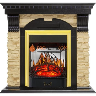 Каминокомплект Royal Flame Dublin - Венге / Сланец с очагом Majestic FX M Brass