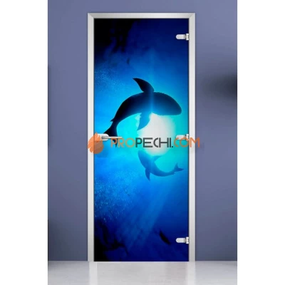 Стеклянная межкомнатная дверь DoorWood с фотопечатью Underwater World-08, 2000х700 мм