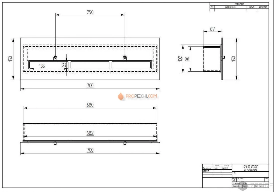 Прямоугольный контейнер Zefire 700 с крышкой внутри