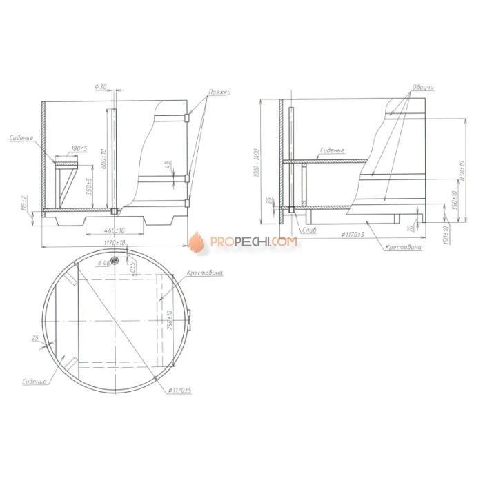 Купель BentWood круглая из натуральной лиственницы d=1,17 Рустик