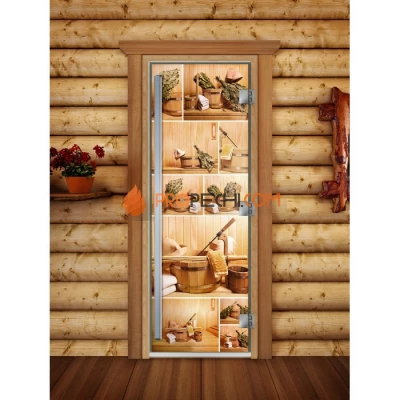 Дверь для бани DoorWood Престиж Фотопечать А005, 1900x700 мм