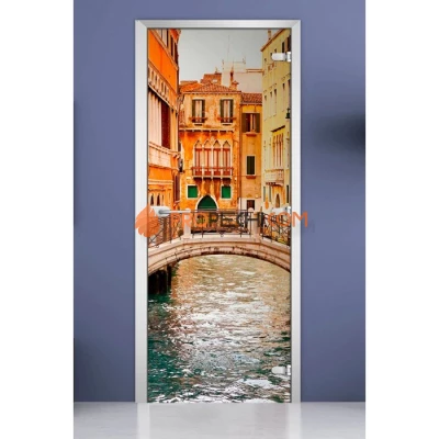 Стеклянная межкомнатная дверь DoorWood с фотопечатью City-06, 2000х700 мм