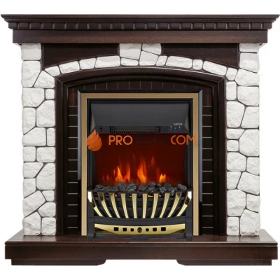 Каминокомплект Royal Flame Glasgow - Темный дуб / Белый с очагом Aspen Gold