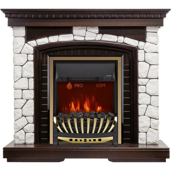 Каминокомплект Royal Flame Glasgow - Темный дуб / Белый с очагом Aspen Gold