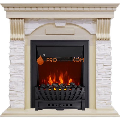 Каминокомплект Royal Flame Dublin - Слоновая кость с патиной / Сланец крем с очагом Aspen Black