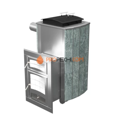 Дровяная печь для бани Инжкомцентр ВВД Чародейка Русский пар (змеевик), дымоход сбоку
