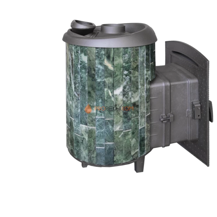 Чугунная печь для бани Атмосфера в ламелях Змеевик наборный до 22 м³