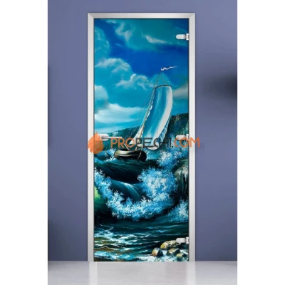 Стеклянная межкомнатная дверь DoorWood с фотопечатью Painting-04, 2000х800 мм