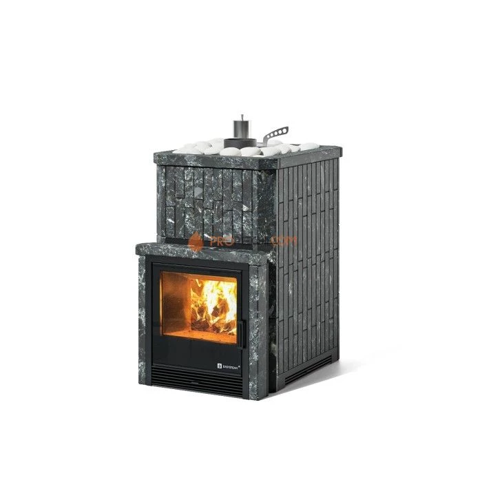 Дровяная печь для бани ИзиСтим Южная 9 с топкой из парной в камне из пироксенита