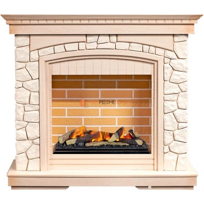 Каминокомплект Dimplex Glasgow - Слоновая кость с патиной/Белый с очагом Cassette 600 LNH-INT (с дровами)