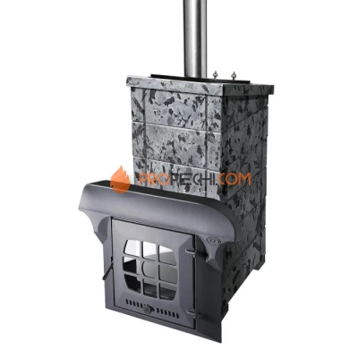 Чугунная печь для бани Инжкомцентр ВВД Калита Экстрим РК (серпентинит Премиум) с чугунной дверцей
