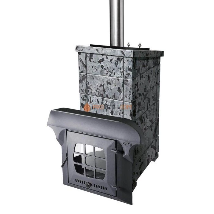 Чугунная печь для бани Инжкомцентр ВВД Калита Экстрим РК (серпентинит Премиум) с чугунной дверцей