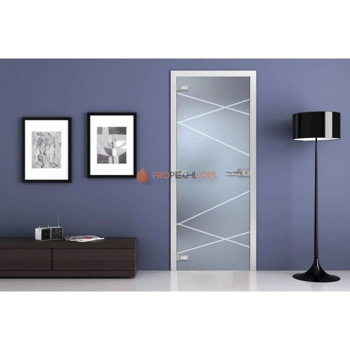 Стеклянная межкомнатная дверь DoorWood с рисунком MG-10 Матовая, 2000х700 мм