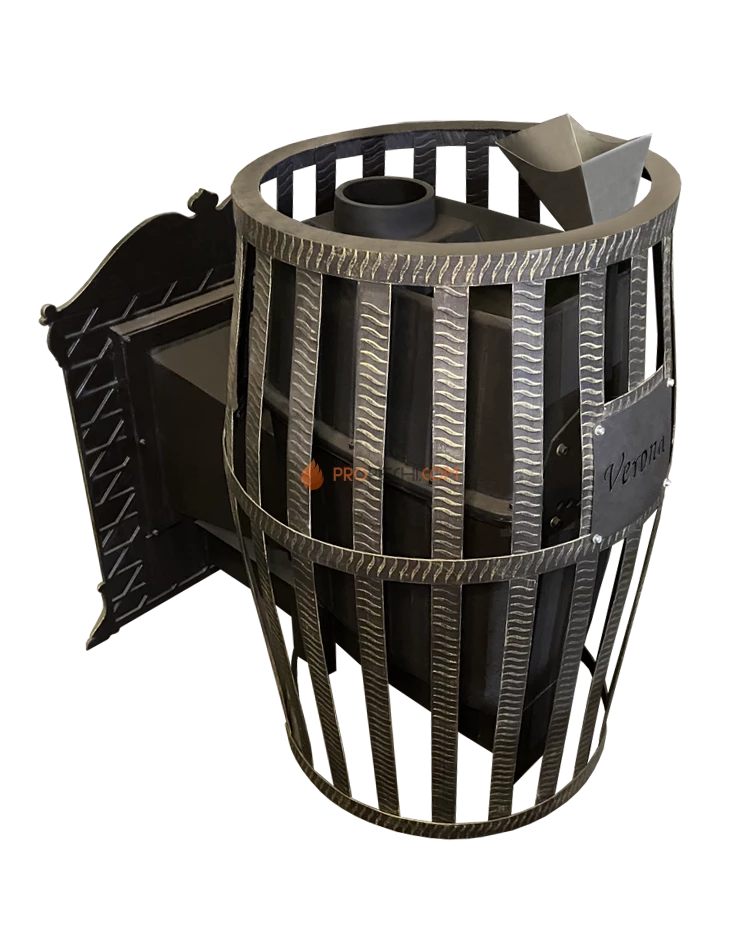 Банная чугунная печь Березка "Verona" 50 ЗК Каменная облицовка