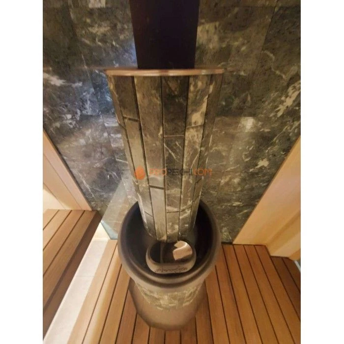 Чугунная печь для бани Атмосфера в ламелях Змеевик наборный до 22 м³