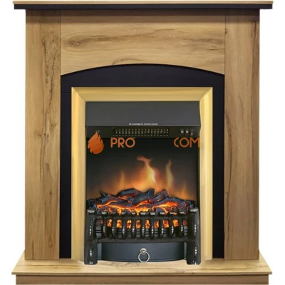 Каминокомплект Royal Flame Barcelona (разборный) - Дуб галифакс с очагом Fobos FX Brass