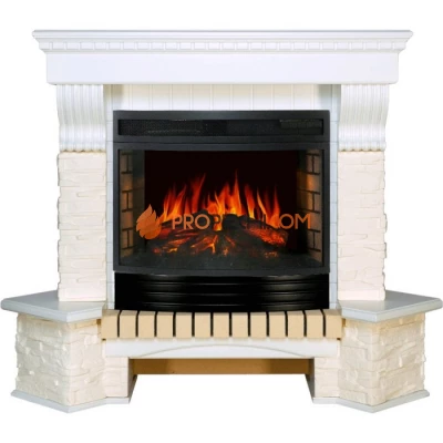 Каминокомплект Royal Flame Pierre Luxe угловой - Белый / Сланец белый с очагом Dioramic 25 LED FX