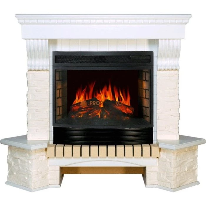 Каминокомплект Royal Flame Pierre Luxe угловой - Белый / Сланец белый с очагом Dioramic 25 LED FX