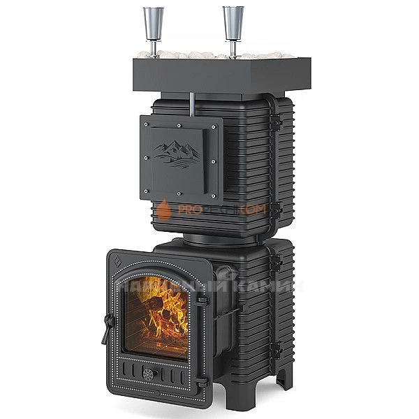 Печь для бани Эверест Легкий пар Профи чугунная ЗК (под обкладку)