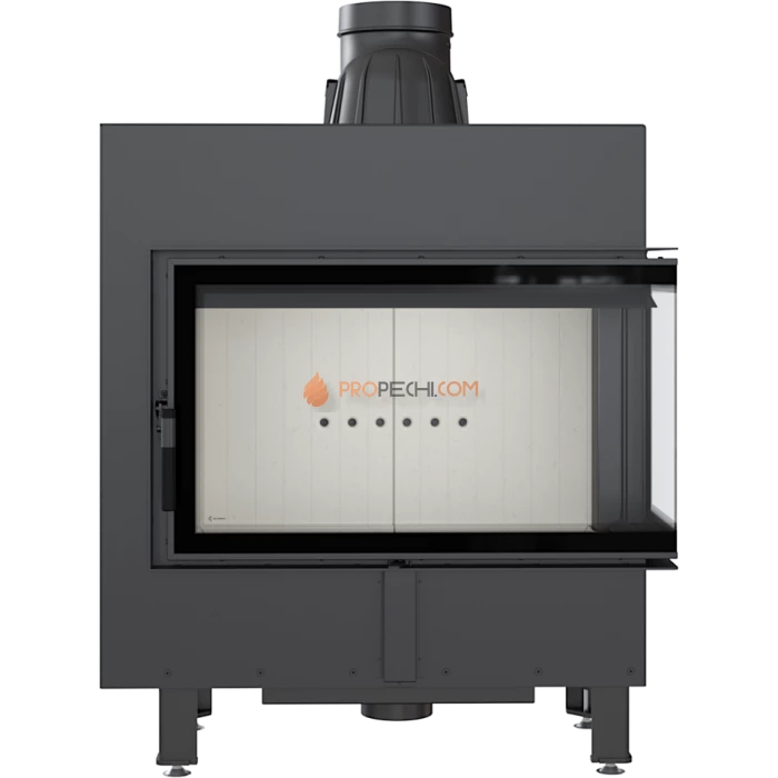 Каминная топка стальная Kratki LUCY/14/P/BS (угловое стекло справа) (14 кВт)