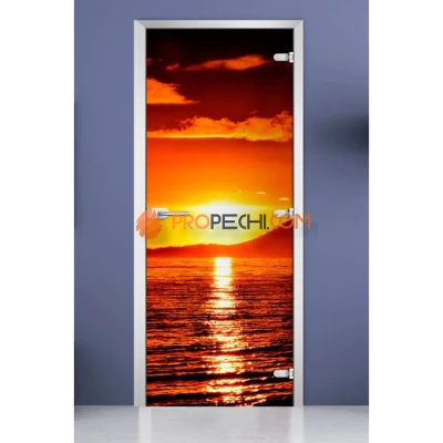 Стеклянная межкомнатная дверь DoorWood с фотопечатью Nature-17, 2000х600 мм