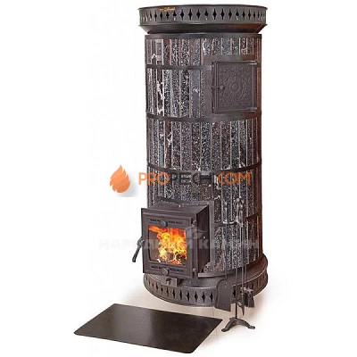 Русская баня с закрытой каменкой в облицовке амфиболит