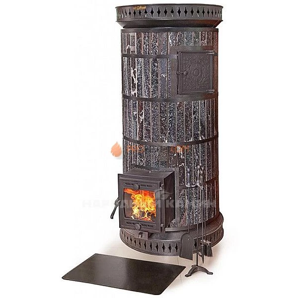 Русская баня с закрытой каменкой в облицовке амфиболит