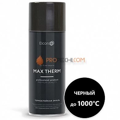 Elcon Эмаль термостойкая +1000 черная, 520 мл. аэрозоль