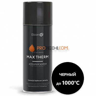 Elcon Эмаль термостойкая +1000 черная, 520 мл. аэрозоль
