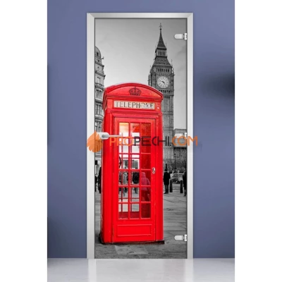 Стеклянная межкомнатная дверь DoorWood с фотопечатью City-13, 2000х700 мм