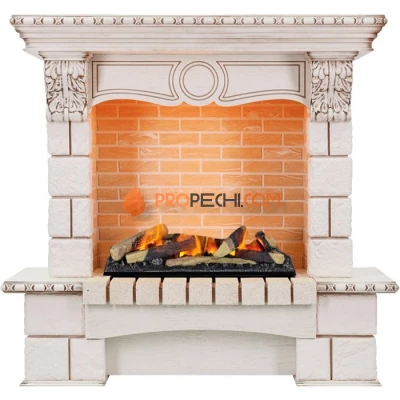 Каминокомплект Dimplex Pierre Luxe угловой - Слоновая кость / Шампань с очагом Cassette 600 LNH-INT (с дровами)