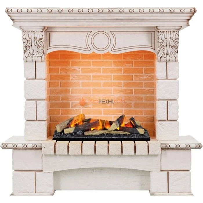 Каминокомплект Dimplex Pierre Luxe угловой - Слоновая кость / Шампань с очагом Cassette 600 LNH-INT (с дровами)