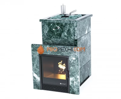 Печь для бани Изистим Сочи в полноценном кожухе с открытым верхом - Змеевик