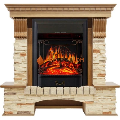 Каминокомплект Royal Flame Pierre Luxe - Дуб / Сланец с очагом Majestic FX Black
