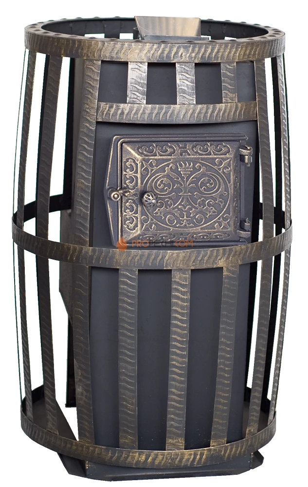 Банная чугунная печь Березка "Воевода-ФЛАГМАН 20 (ЗК Сетка) Каминная дверца