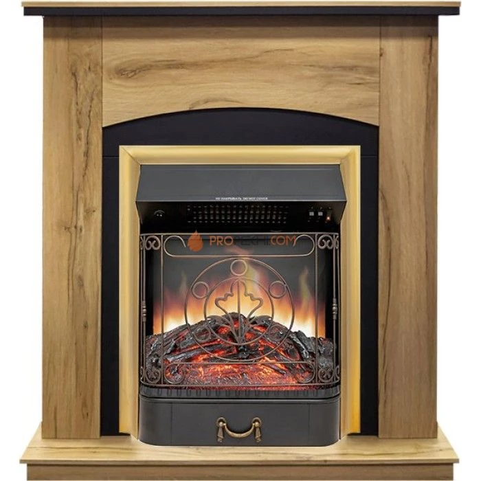 Каминокомплект Royal Flame Barcelona (разборный) - Дуб галифакс с очагом Majestic FX Brass