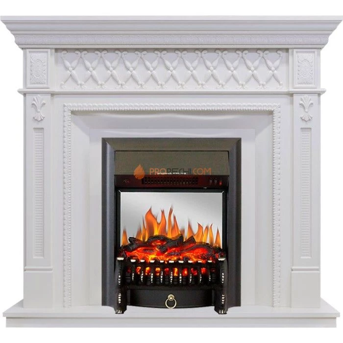 Каминокомплект Royal Flame Alexandria - Белый дуб с очагом Fobos FX M Black