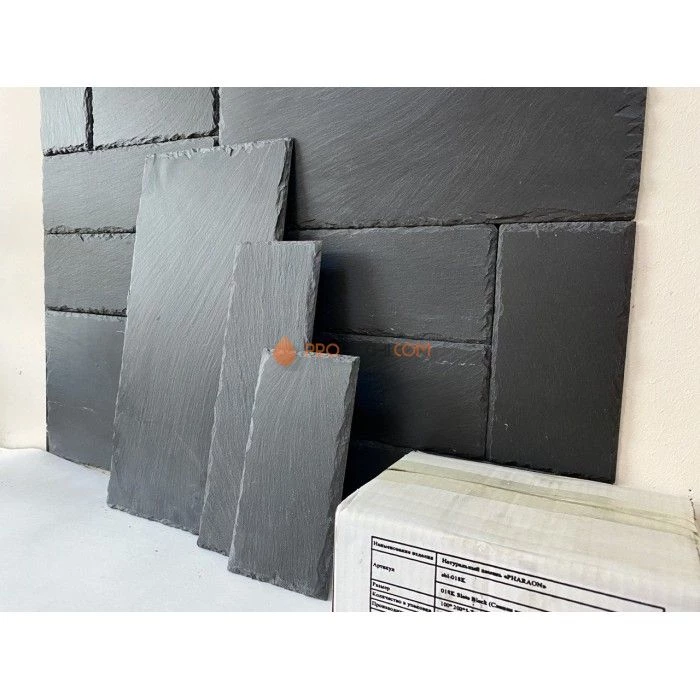 Панель Сланец чёрный натуральный скол (200х400мм) упак. (20шт/1,6м2)