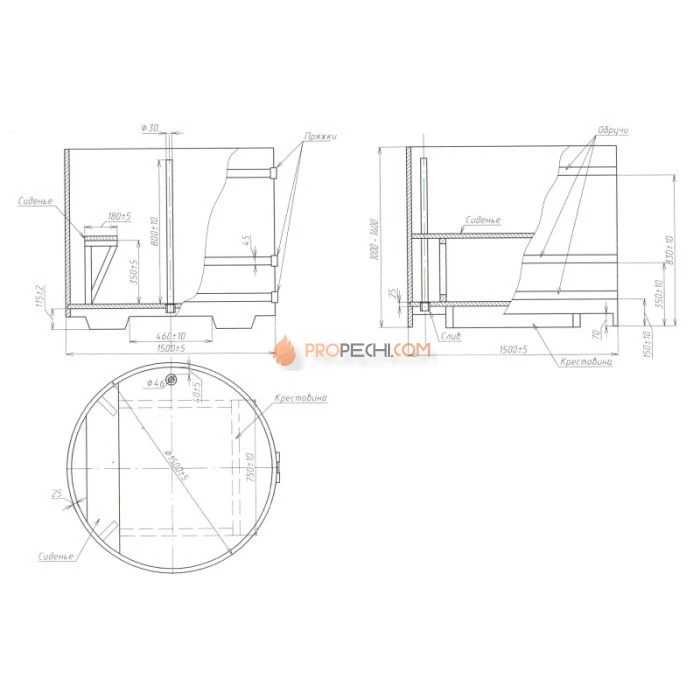 Купель BentWood круглая из мореной лиственницы d=1,50 Рустик