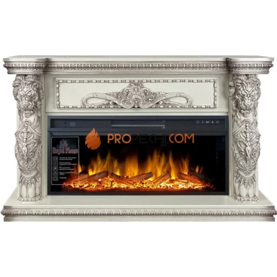 Каминокомплект Royal Flame Windsor 42 - Слоновая кость с темной патиной с очагом Vision 42 LOG LED