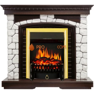 Каминокомплект Royal Flame Glasgow - Темный дуб / Белый с очагом Fobos FX Brass