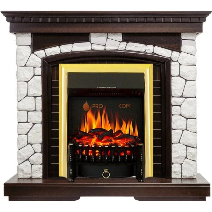 Каминокомплект Royal Flame Glasgow - Темный дуб / Белый с очагом Fobos FX Brass
