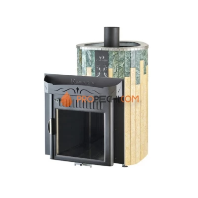 Дровяная печь для сауны Ферингер Оптима До 23 м³ - Змеевик + Сильвия Оро - обрамление Металл