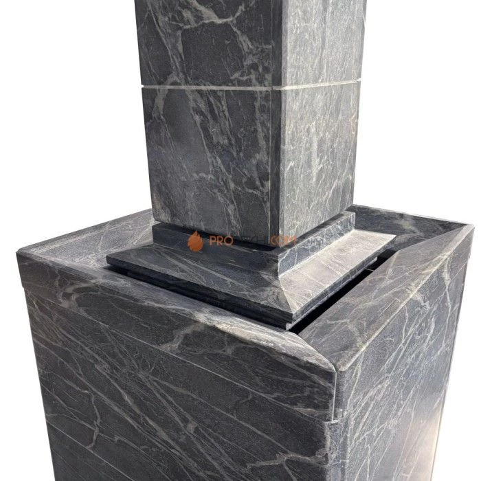 Чугунная печь для бани Атмосфера XL в облицовке Империя Талькохлорит