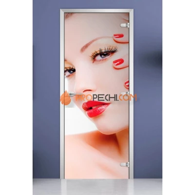 Стеклянная межкомнатная дверь DoorWood с фотопечатью Woman-16, 2000х700 мм