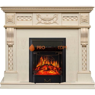 Каминокомплект Royal Flame Corsica - Слоновая кость с патиной (Ширина 1100) с очагом Majestic FX Black